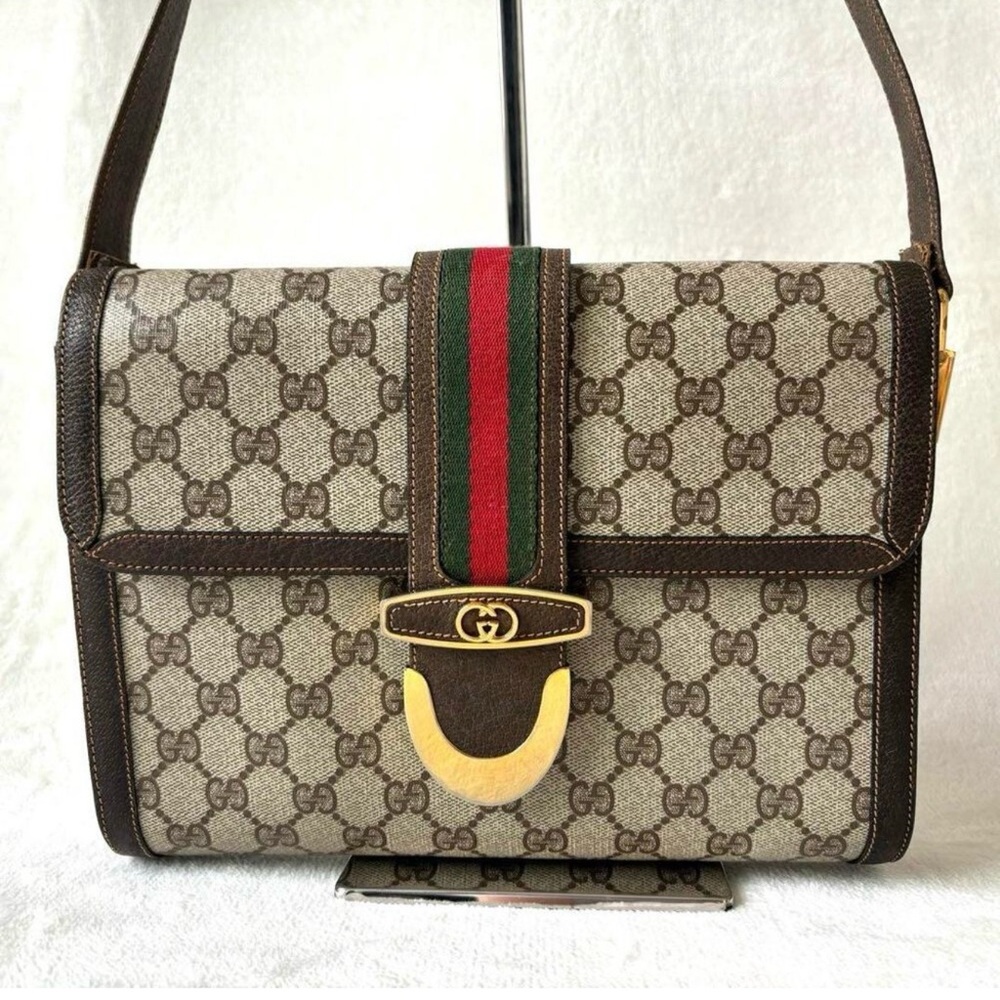 Authentic Gucci GG Sherry Ophidia Web Canvas Shoulder Bag Tote Shopping Handbag